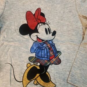 GAP Gray Long Sleeve Tee with Minnie Mouse